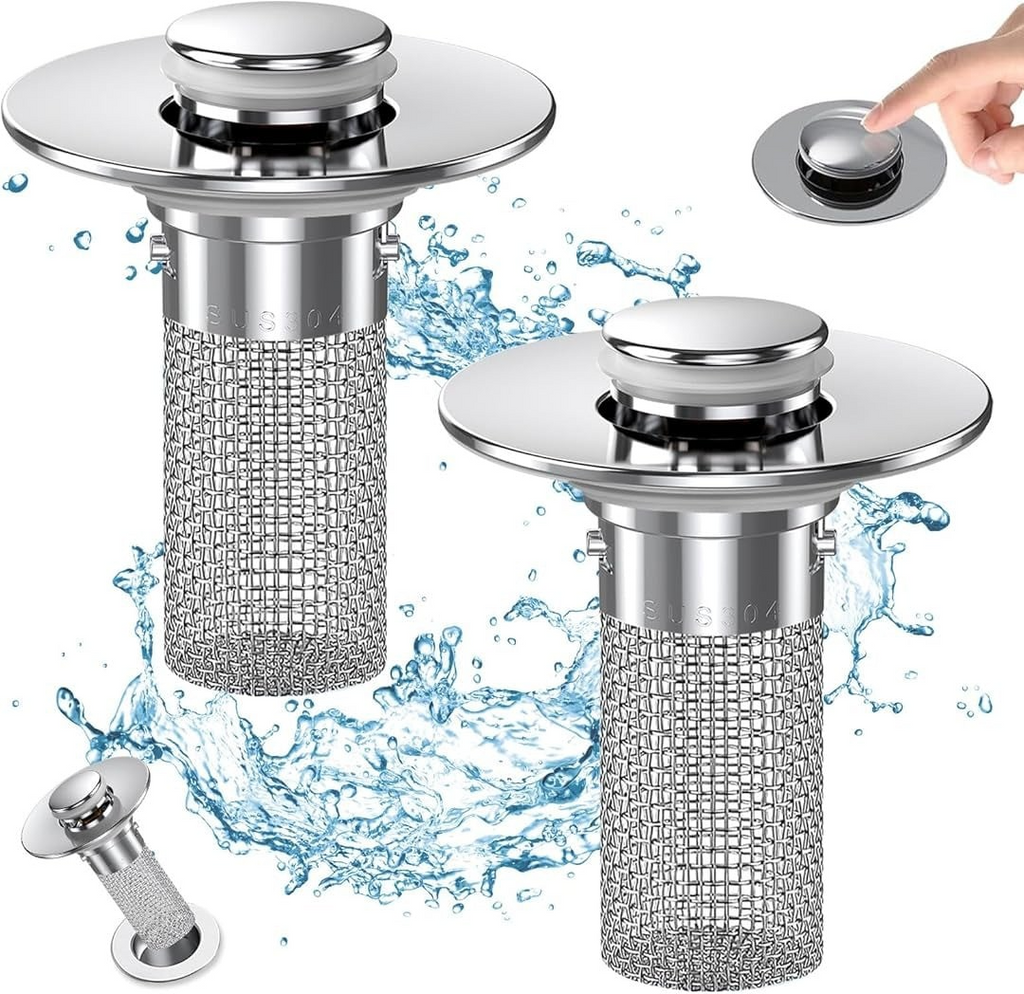 2-Pack Bathroom Sink Stopper & Hair Catcher