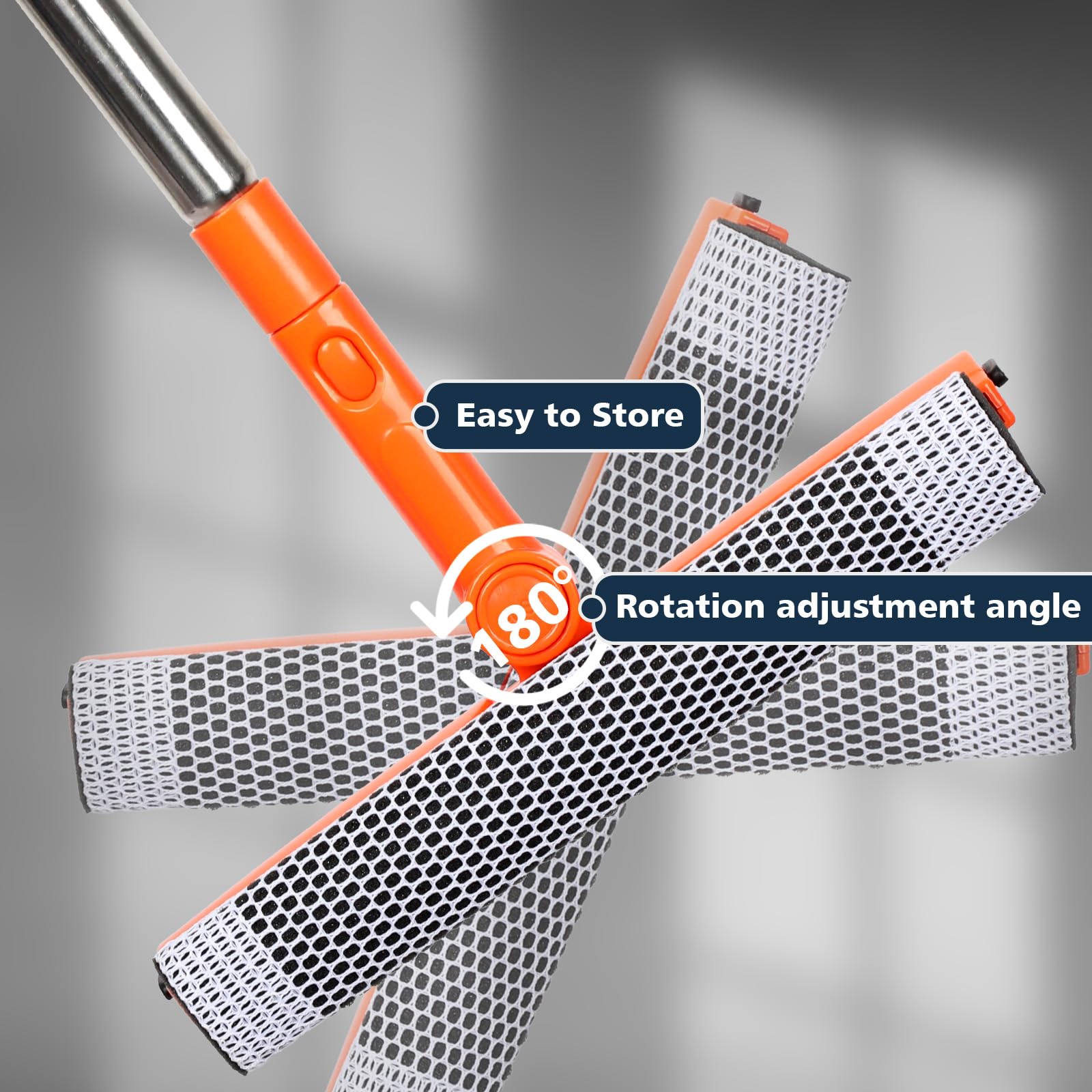 Professional 2-in-1 Window Squeegee Cleaner with Long Handle