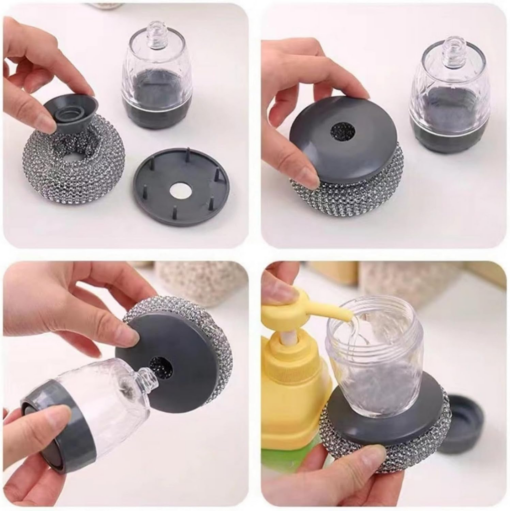 Kitchen Soap Dispensing Palm Brush, Kitchen Scrubber, Add Liquid Multifunctional Dishwashing Brush Kitchen Cleaning Tool
