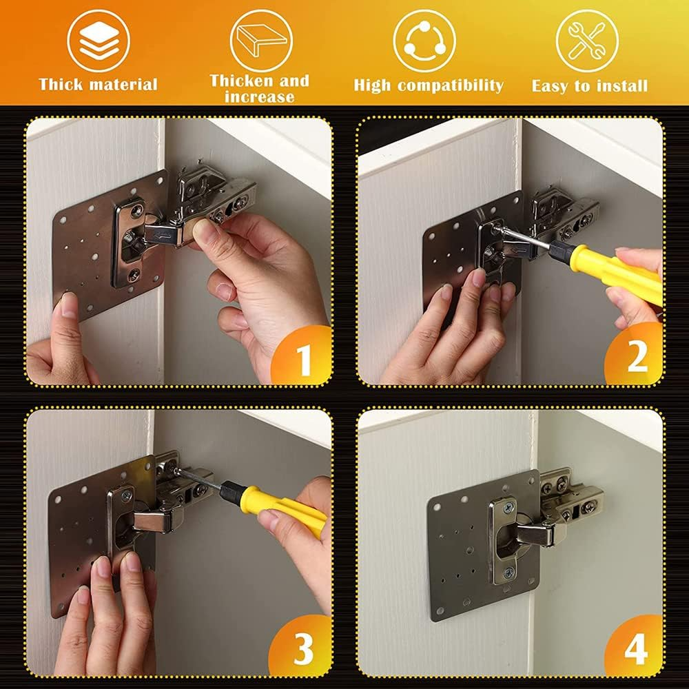 Hinge Repair Kit, Upgraded Cabinet Hinge Repair Plate Kit
