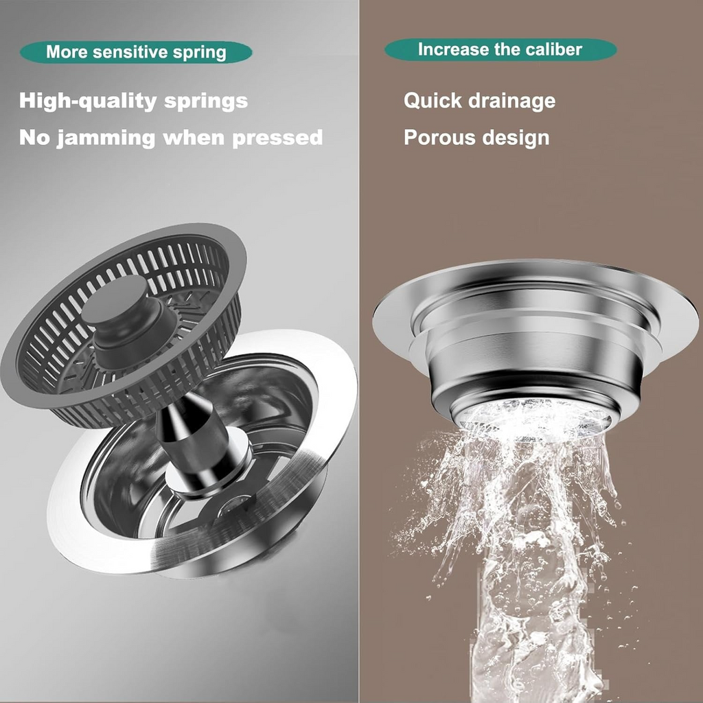 3-in-1 Kitchen Sink Drain Strainer & Stopper