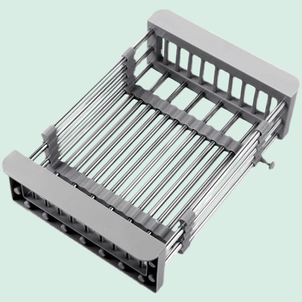 Expandable Over Sink Drain Basket Dish Rack