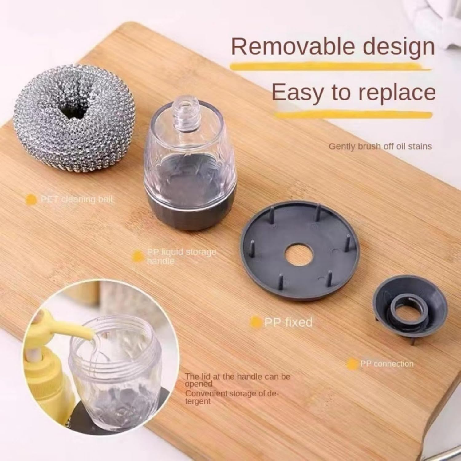 Kitchen Soap Dispensing Palm Brush, Kitchen Scrubber, Add Liquid Multifunctional Dishwashing Brush Kitchen Cleaning Tool