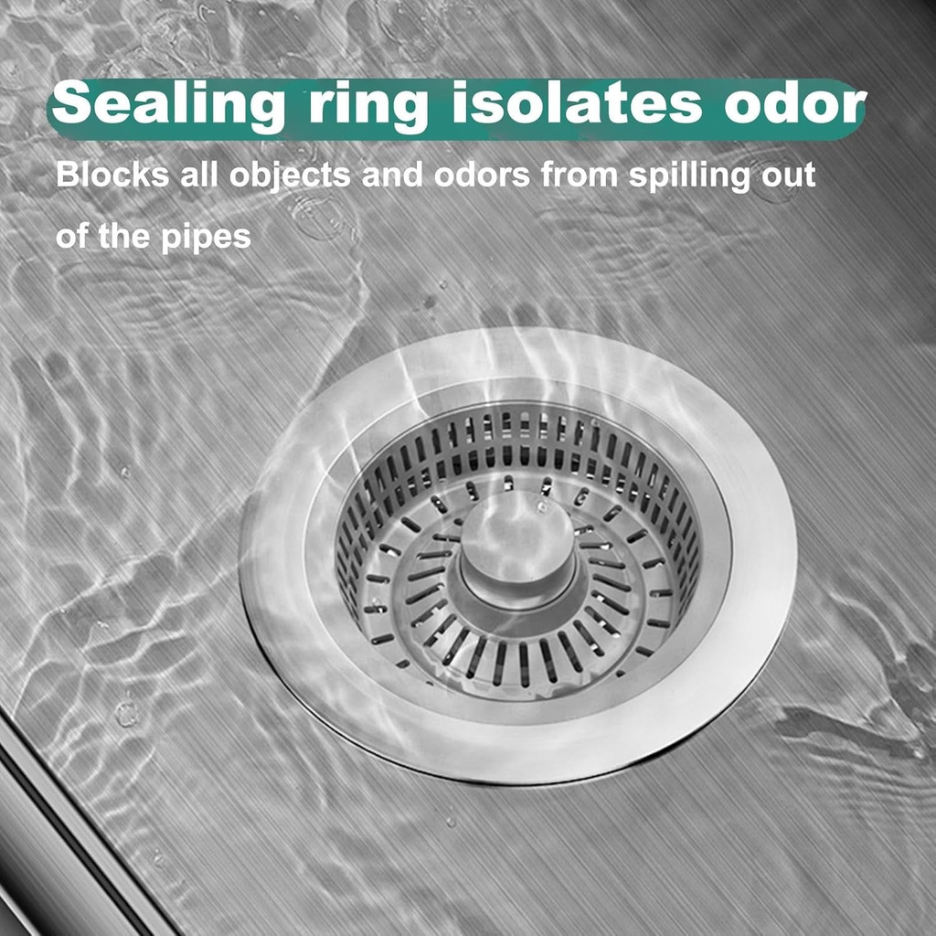 3-in-1 Kitchen Sink Drain Strainer & Stopper