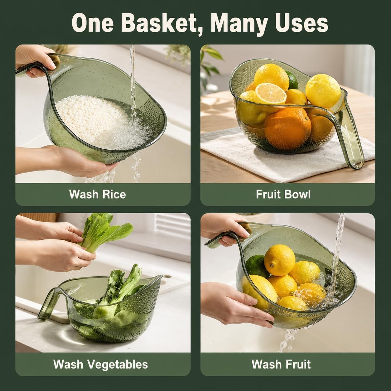 Acrylic Rice Washing & Drain Basket