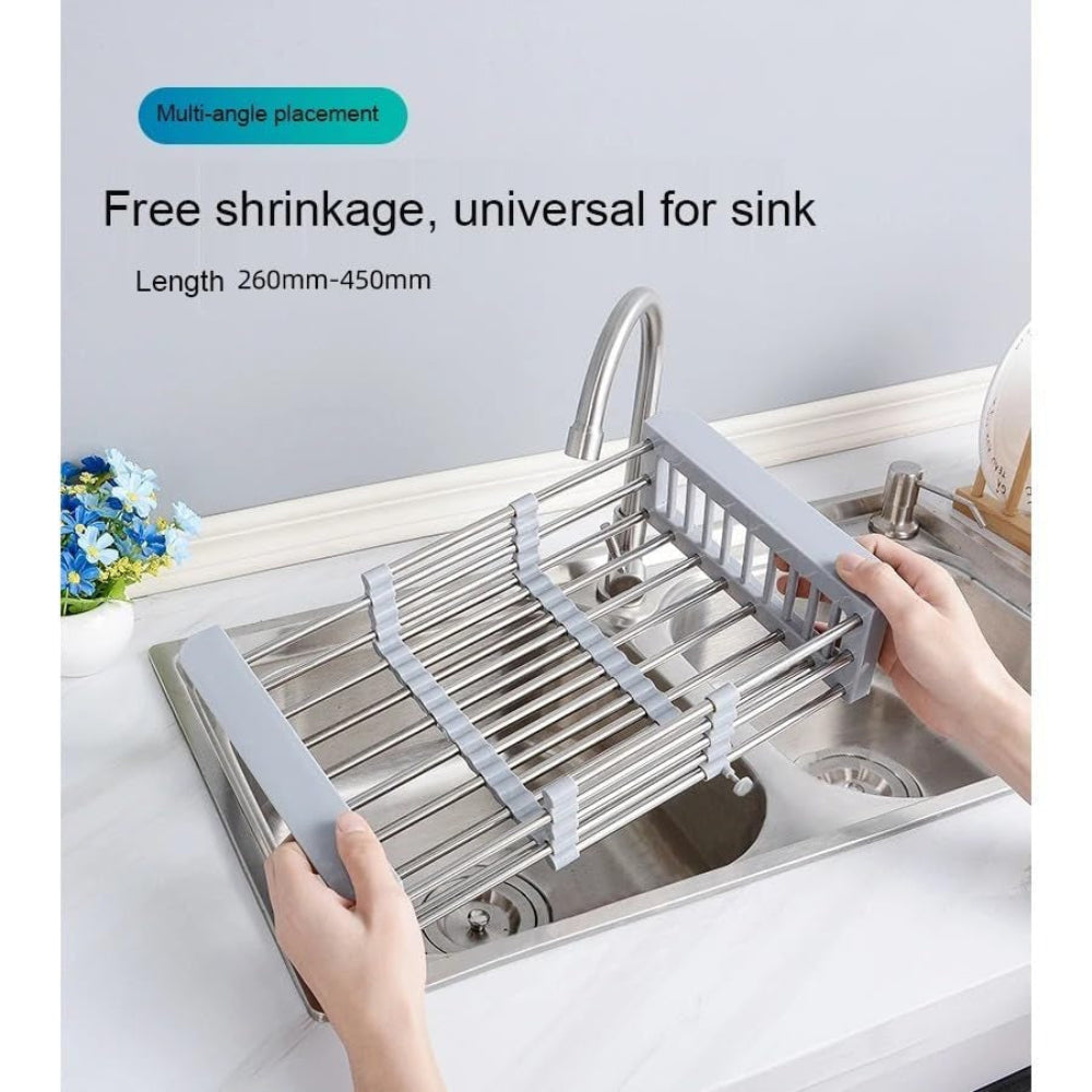 Expandable Over Sink Drain Basket Dish Rack