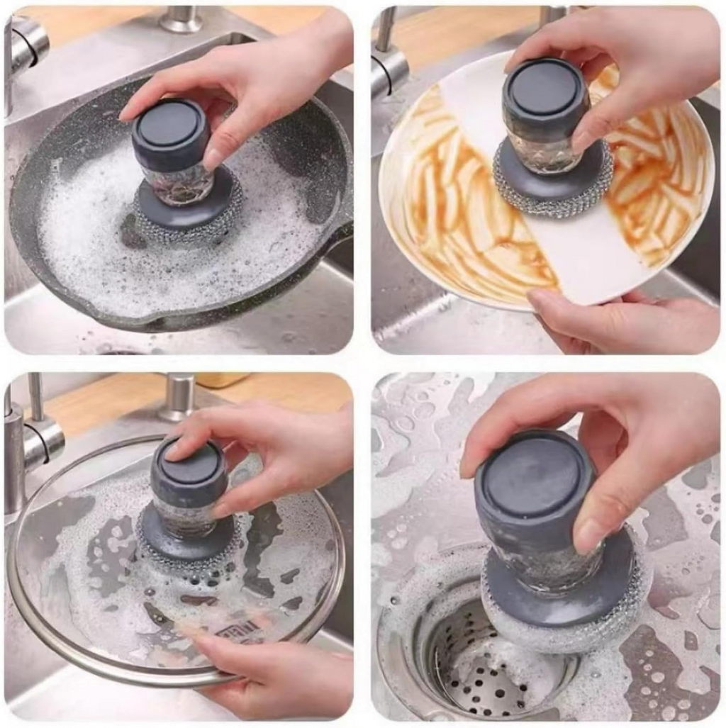 Kitchen Soap Dispensing Palm Brush, Kitchen Scrubber, Add Liquid Multifunctional Dishwashing Brush Kitchen Cleaning Tool