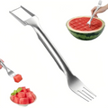 2-in-1 Stainless Steel Fruit Cutter, Dual Head Watermelon Fork Slicer Tool, Watermelon Cube Cutter