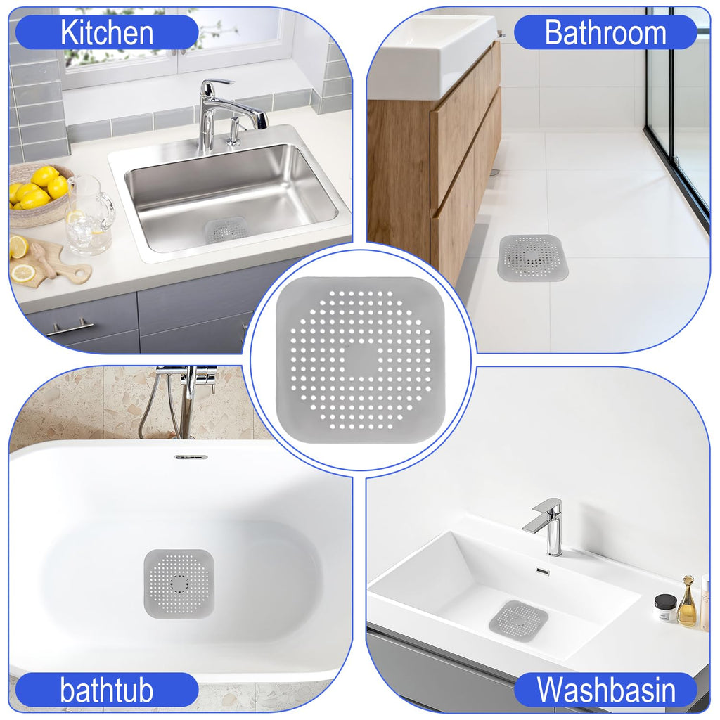 Shower Drain Hair Catcher, Silicone Hair Stopper with Suction Cup (4PCS)