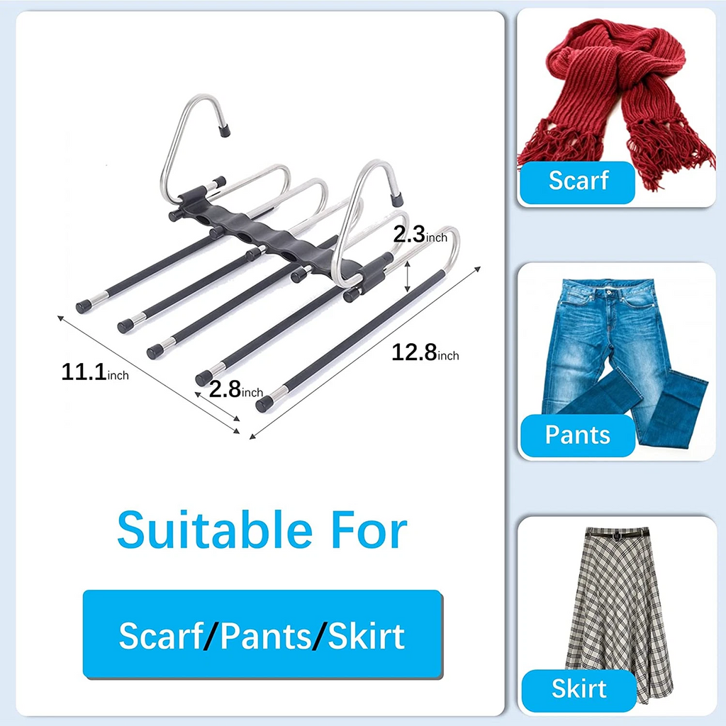 Space Saving 6 Tier Pant Hangers, Magic Pants Hangers Space Saving