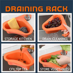 Kitchen Sink Drain Basket Swan Drain Rack, Multifunctional Drainer Rack, Vegetable and Fruit Drainer Basket