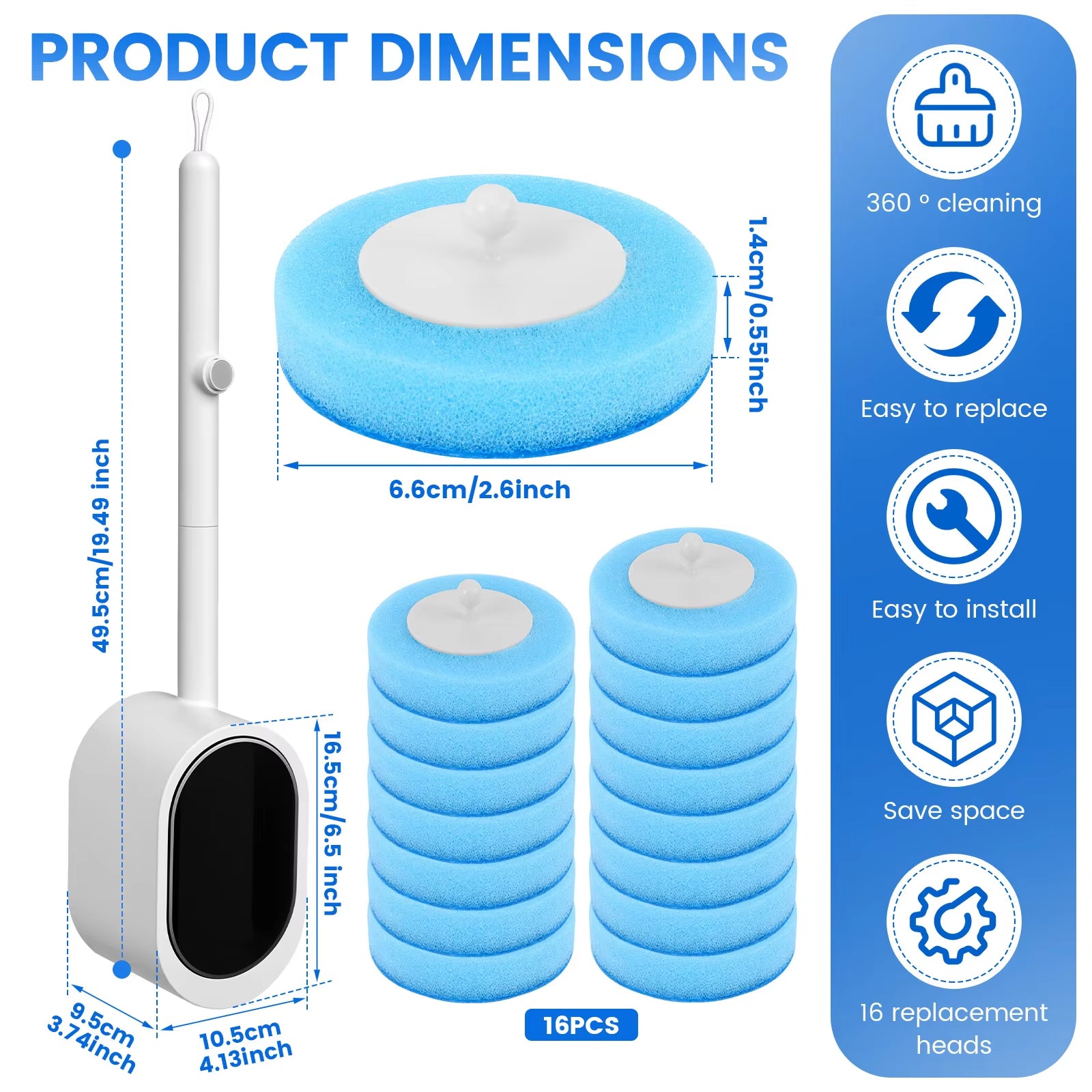 Disposable Toilet Brush Set with Wall Holder