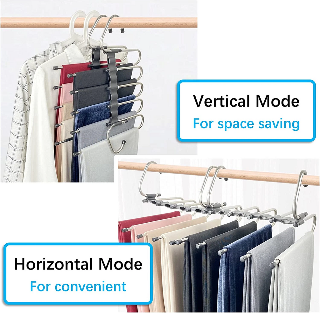 Space Saving 6 Tier Pant Hangers, Magic Pants Hangers Space Saving