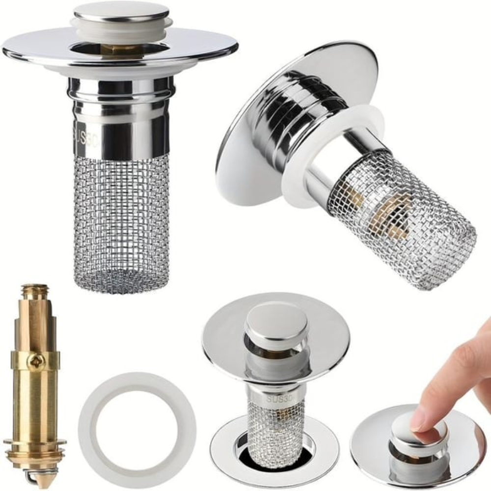 2-Pack Bathroom Sink Stopper & Hair Catcher