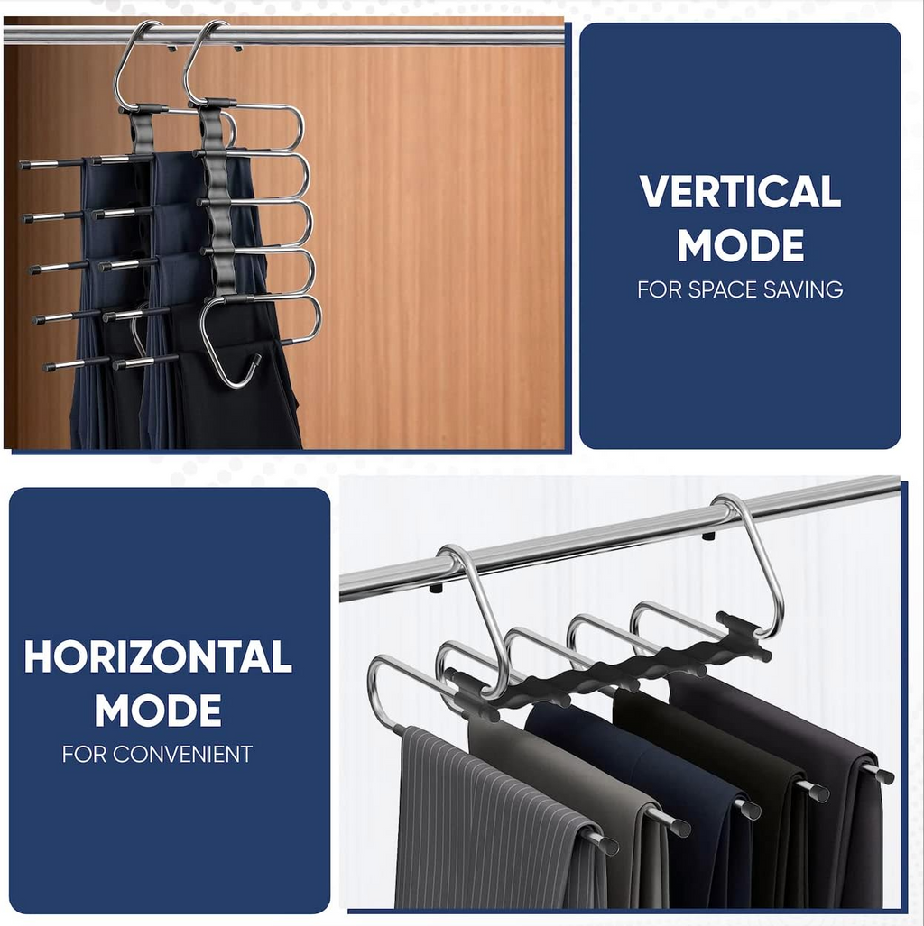 Space Saving 6 Tier Pant Hangers, Magic Pants Hangers Space Saving