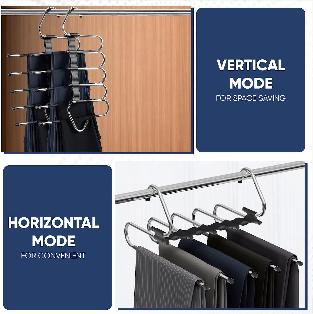 Space Saving 6 Tier Pant Hangers, Magic Pants Hangers Space Saving