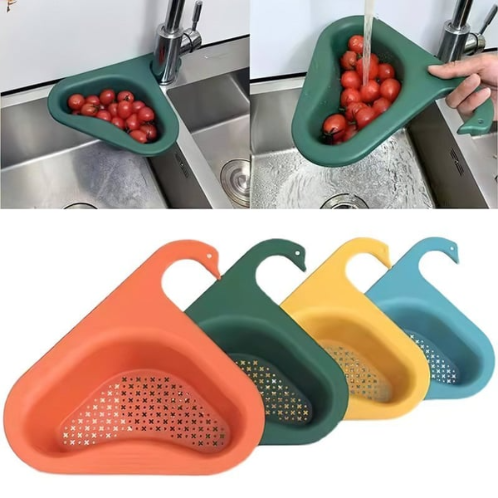 Kitchen Sink Drain Basket Swan Drain Rack, Multifunctional Drainer Rack, Vegetable and Fruit Drainer Basket