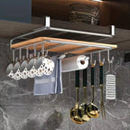 Stainless Steel Hanging Kitchen Storage Rack with Hooks