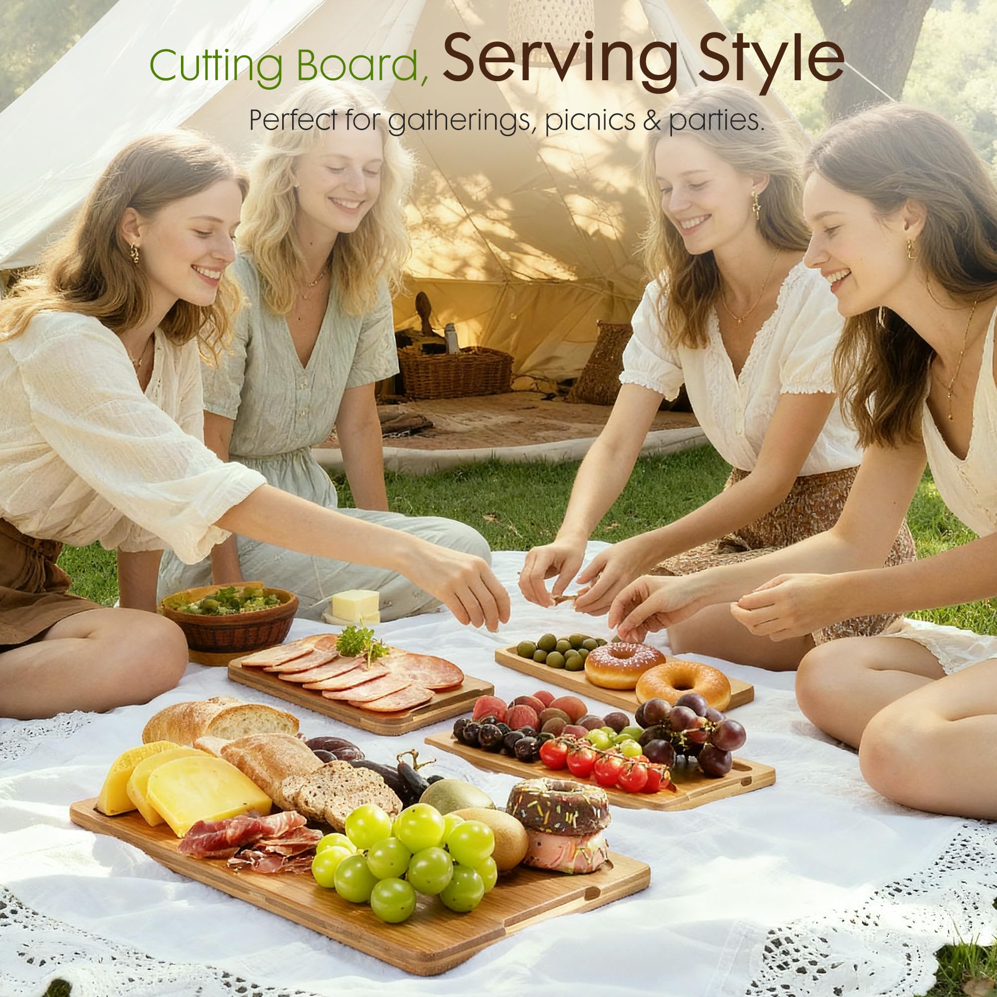 Carbonized Bamboo Cutting Boards for Kitchen Set