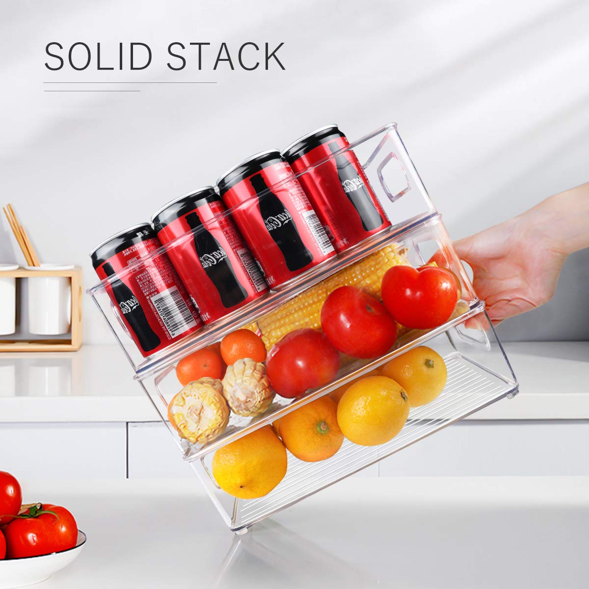 6PCS Stackable Refrigerator Organizer Bins