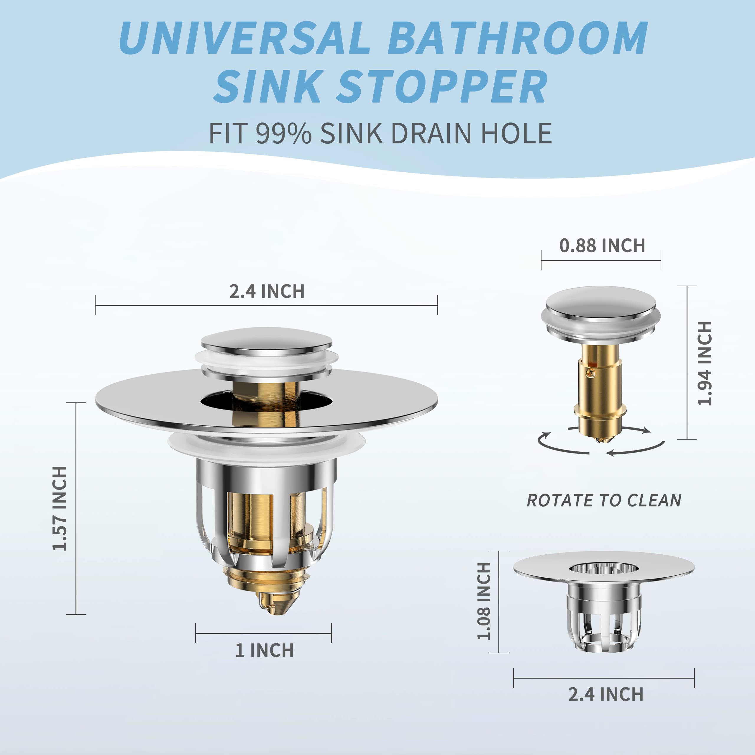 Universal 2 in 1 Bathroom Sink Stopper