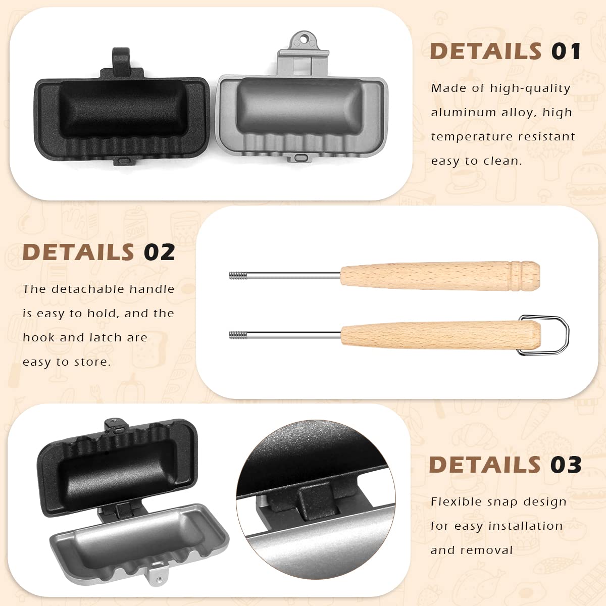 Double-Sided Sandwich Maker Flip Grill Pan