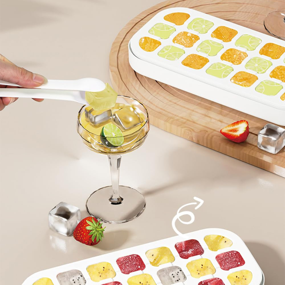 Grid Ice Cube Tray with Lid & Bin