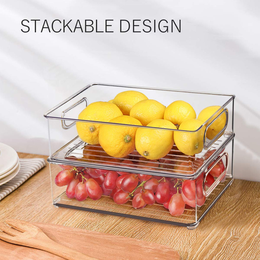 6PCS Stackable Refrigerator Organizer Bins