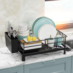 Rustproof Dish Drying Rack with Utensil Holder & Drain Board