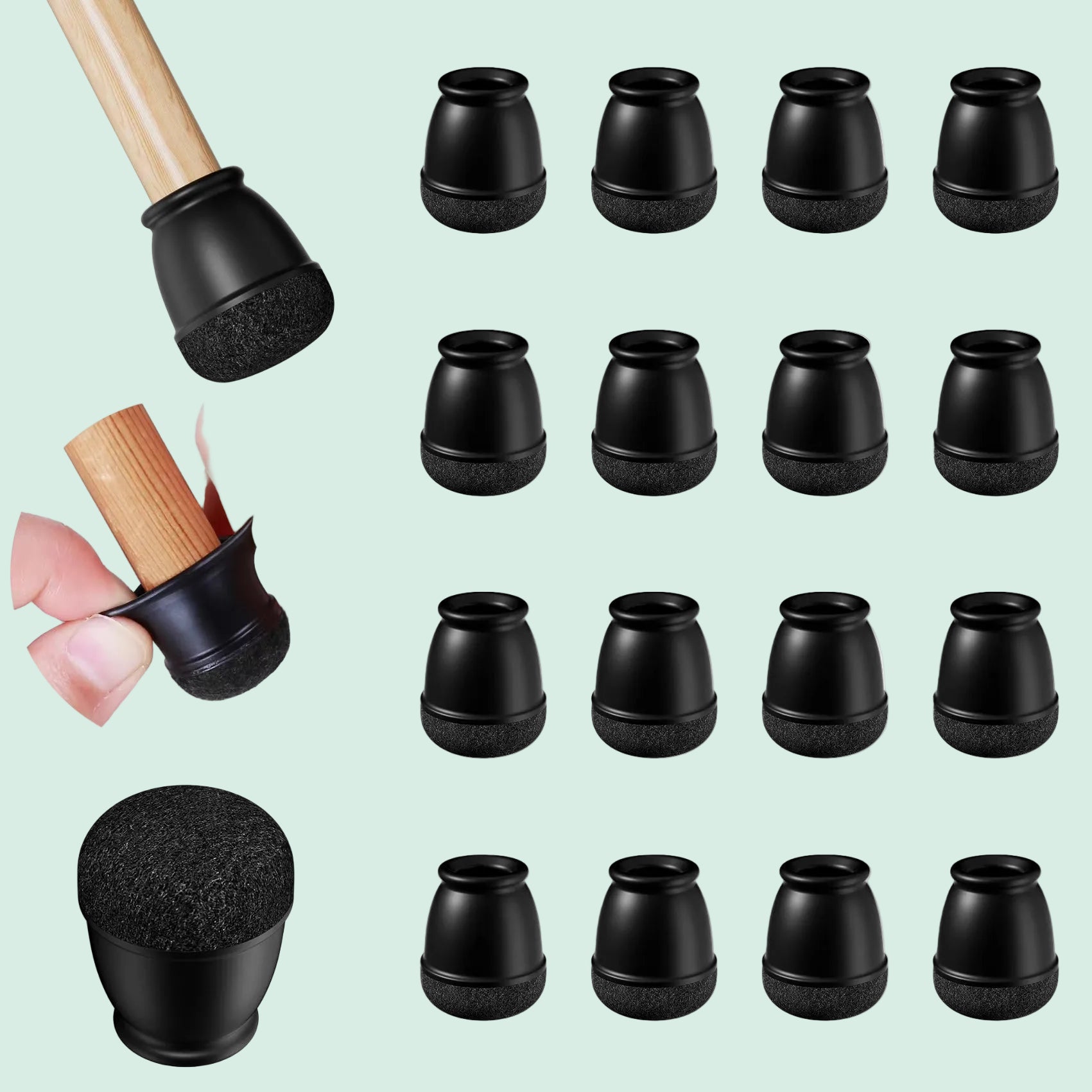 Silicone Chair Leg Protectors with Felt Pads (16PCS)