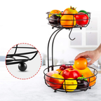 Iron 2-Tier Countertop Fruit Vegetables Basket Bowl