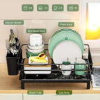 Rustproof Dish Drying Rack with Utensil Holder & Drain Board