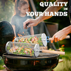 Stainless Steel Rolling Grill Basket 1 Set