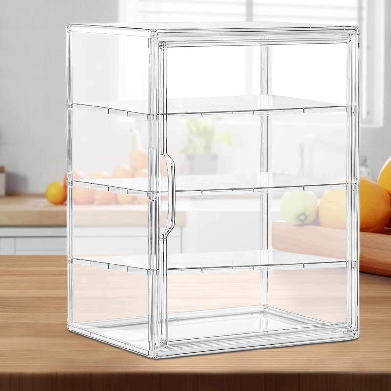 4-Tier Acrylic Bakery Display Case Bread Storage Box