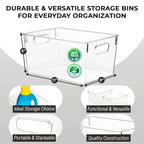 Clear Plastic Storage Bins for Pantry Organization (4 PCS)