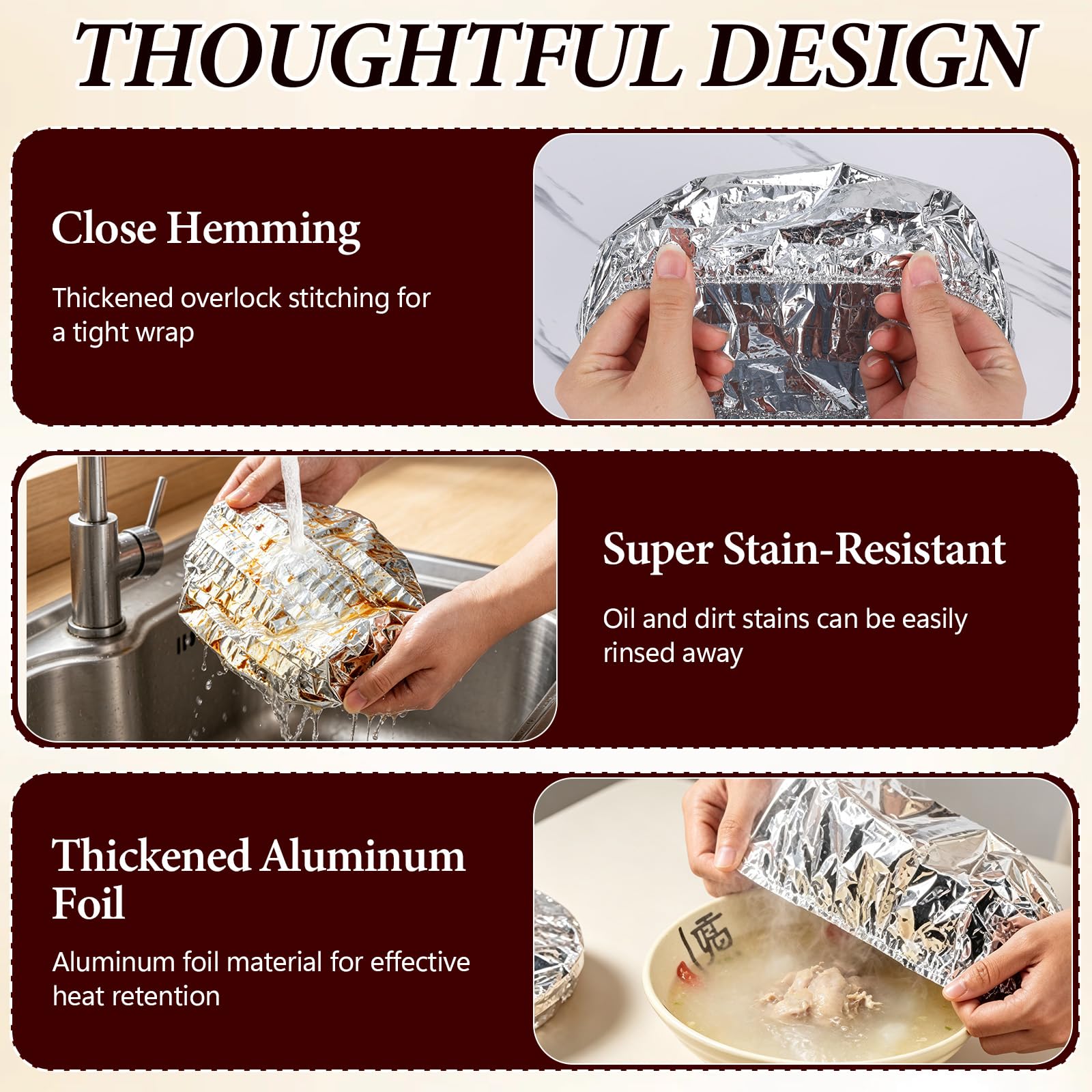 50pcs Reusable Aluminum Foil Food Cover