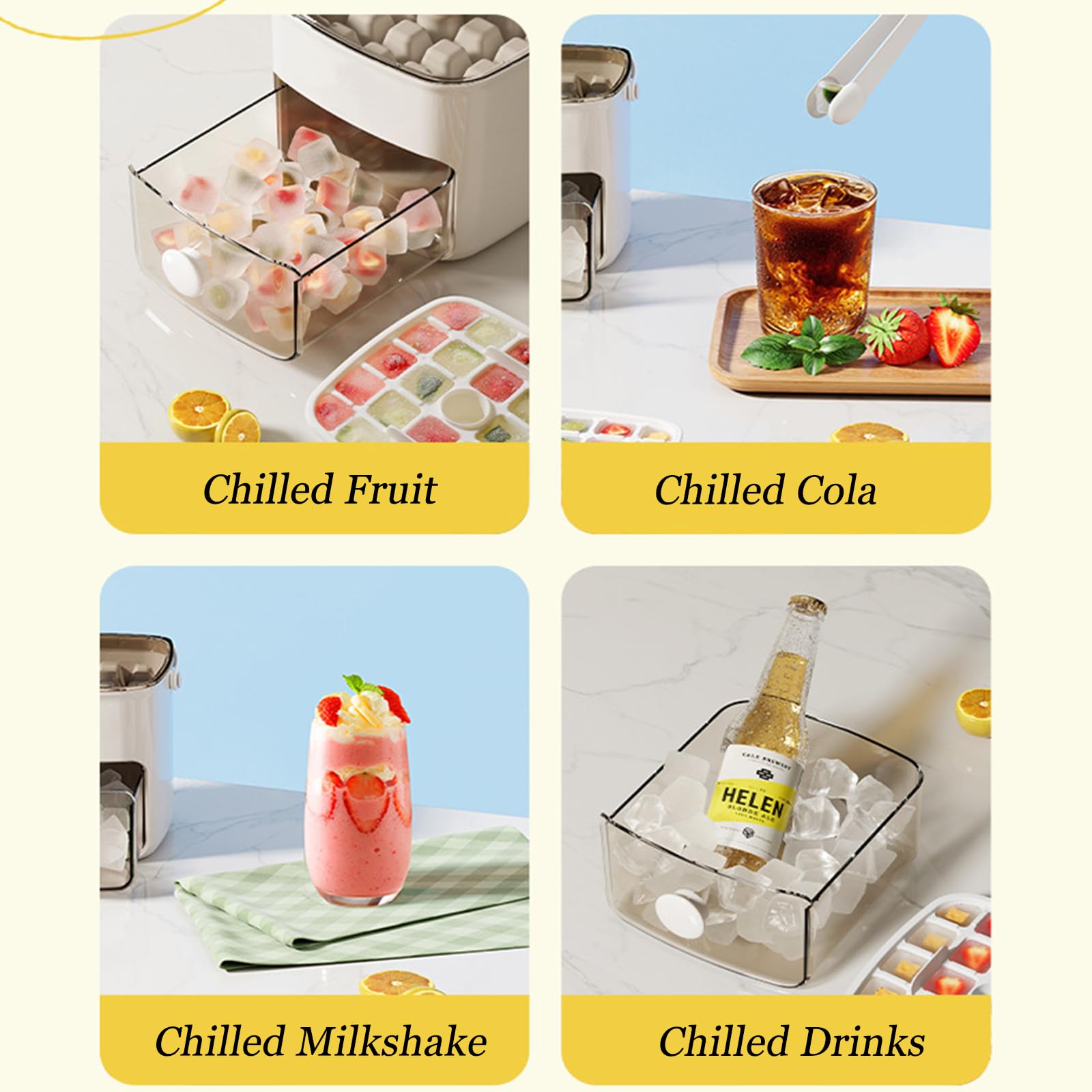 Grid Ice Cube Tray with Lid & Bin