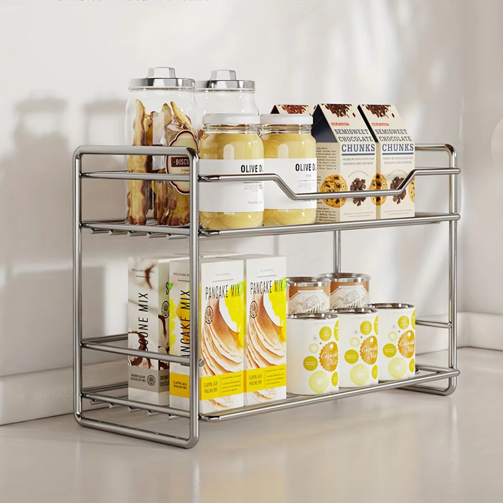 2 Tier Stainless Steel Kitchen Countertop Spice Rack