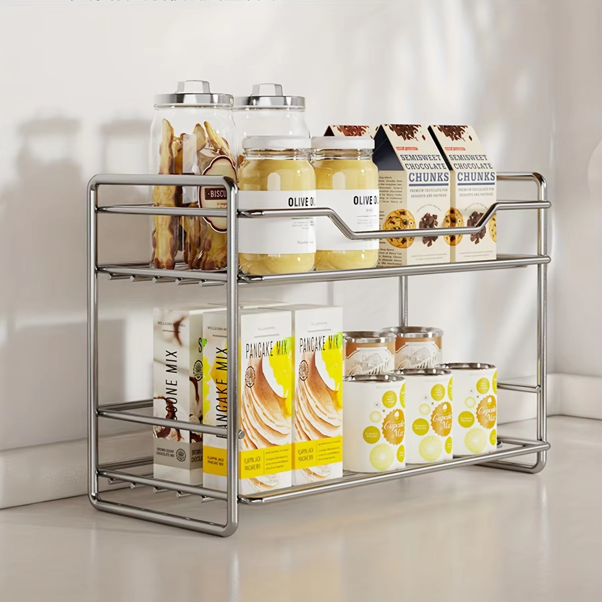 2 Tier Stainless Steel Kitchen Countertop Spice Rack