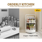 2 Tier Rotating Spice Rack with Paper Towel Holder