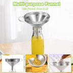 Stainless Steel Kitchen Funnel for Filling Bottles, Transferring Liquid, Oil, Juice, Milk