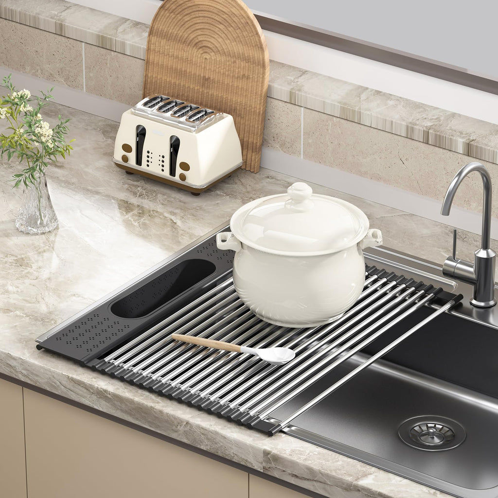Roll Up Dish Drying Rack Over Sink