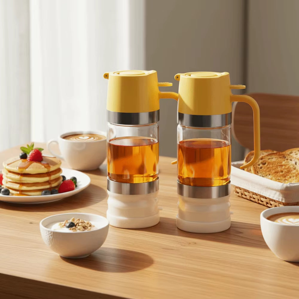 Durable 300 ML Glass Honey Dispenser with Handle