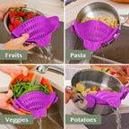 Silicone Pasta Strainer Clip-On for Pots and Pans