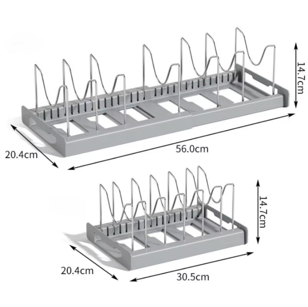 Expandable Pot Organizer Rack for Pots Pans & Lids