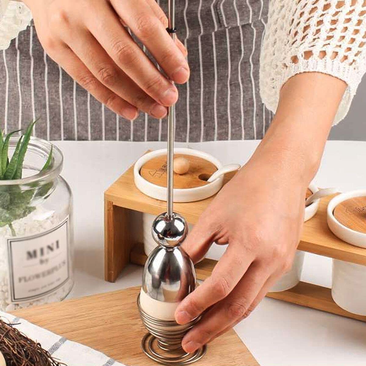 Stainless Steel Egg Cracker & Topper Tool