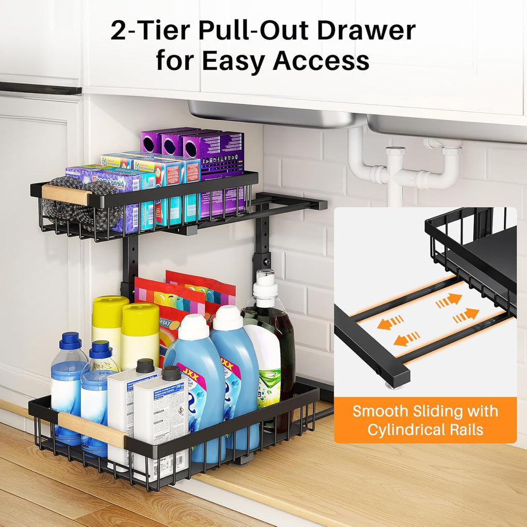 Adjustable 2 Tier Under Sink Storage Organizer