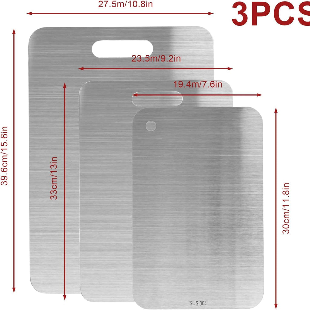 3PCS Stainless Steel Cutting Board Set for Kitchen