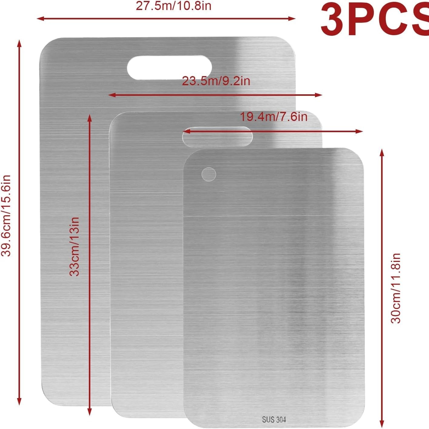 3PCS Stainless Steel Cutting Board Set for Kitchen