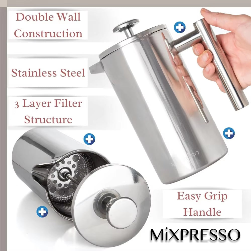 Stainless Steel French Press Coffee Maker Double Wall
